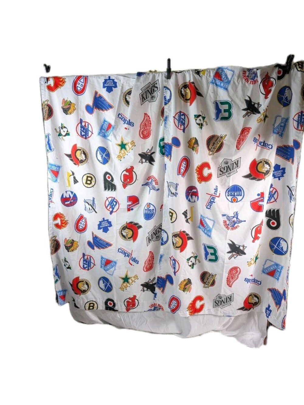 VTG 90s Springs NHL Hockey Team Logo Pair of Curtain Panels Each panel 84"x63"